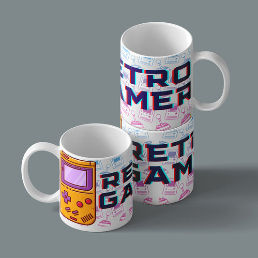 Printed Coffee/Milk Mugs, 325ml - Retro Gamer Gaming Coffee Mug