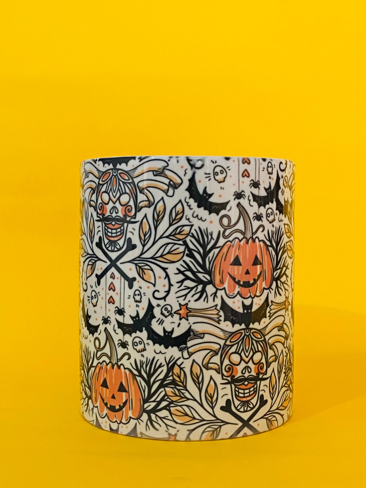 Printed Coffee/Milk Mugs, 325ml - Spooky Horror Halloween Pumpkin Coffee Mug