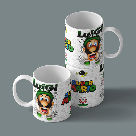 Printed Coffee/Milk Mugs, 325ml - Super Mario Luigi Gaming Coffee Mug