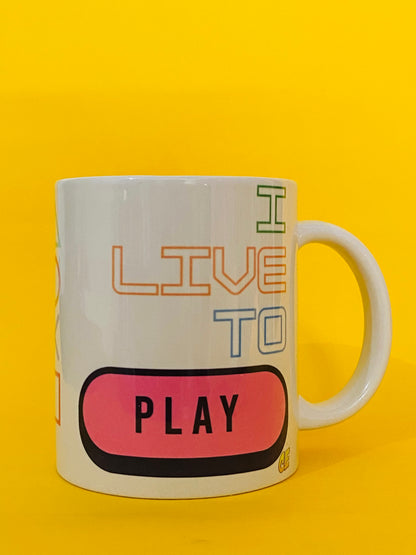 Printed Coffee/Milk Mugs, 325ml - Live to Play Gaming Coffee Mug