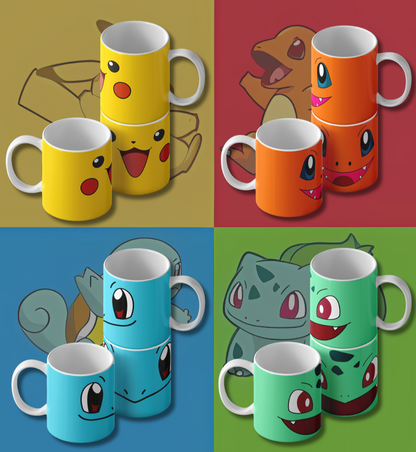 Pokémon Mugs Starter Pack | Set of 4 Pokémon Mugs Pack | Bulbasaur, Pikachu, Charmander & Squirtle | Limited Edition