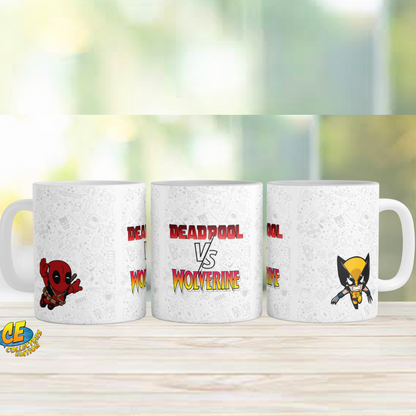 Printed Coffee/Milk Mugs, 325ml - Deadpool vs Wolverine Coffee Mug