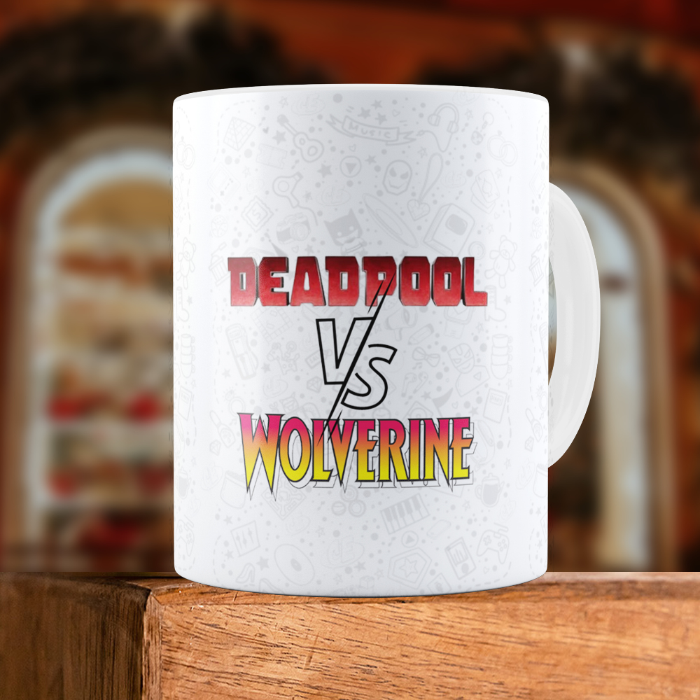 Printed Coffee/Milk Mugs, 325ml - Deadpool vs Wolverine Coffee Mug