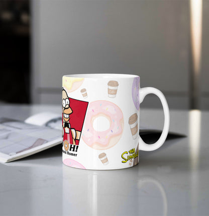 Printed Coffee/Milk Mugs, 325ml - The Simpsons Family Donut Homer Coffee Mug