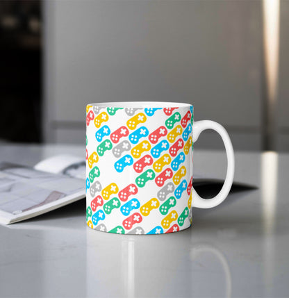 Printed Coffee/Milk Mugs, 325ml - Game Controllers Doodle Gaming Coffee Mug